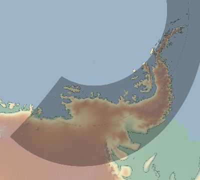 Map of the eclipse path across Antarctica on 10/13/2061