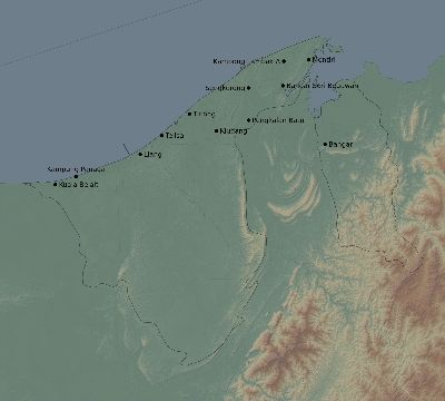 Map of the eclipse path across Brunei on 02/28/2063