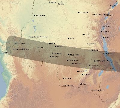 Map of the eclipse path across DR Congo on 02/17/2064