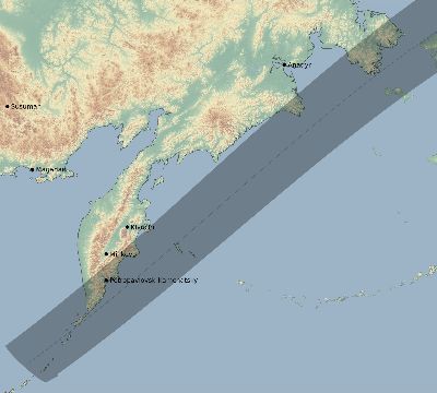 Map of the eclipse path across Russia on 06/22/2066