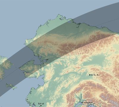 Map of the eclipse path across United States on 06/22/2066