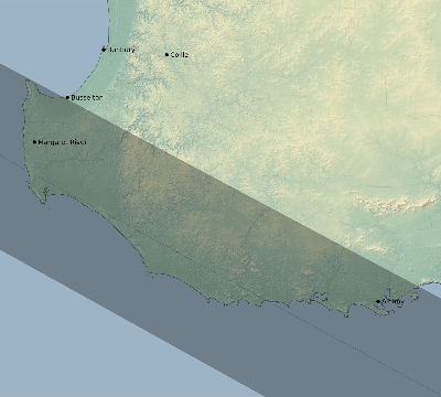 Map of the eclipse path across Australia on 12/17/2066