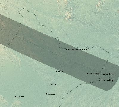 Map of the eclipse path across Peru on 06/11/2067