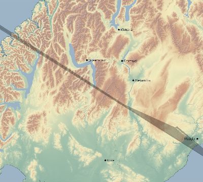 Map of the eclipse path across New Zealand on 05/31/2068