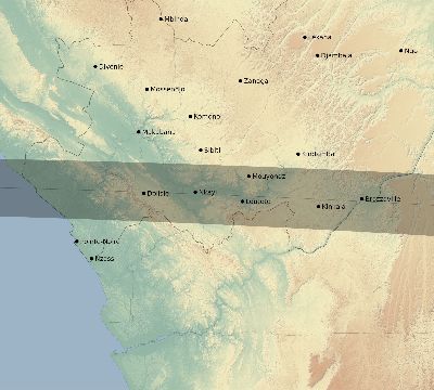 Map of the eclipse path across Republic of the Congo on 03/31/2071