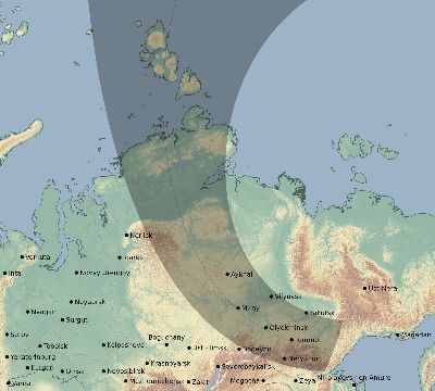 Map of the eclipse path across Russia on 09/12/2072