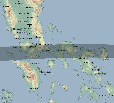 Map of the eclipse path across Philippines on 07/24/2074