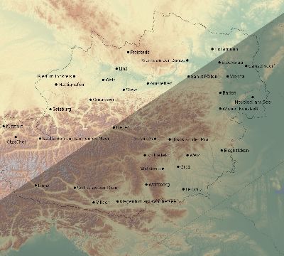 Map of the eclipse path across Austria on 07/13/2075