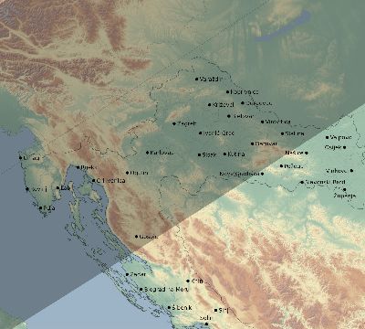 Map of the eclipse path across Croatia on 07/13/2075