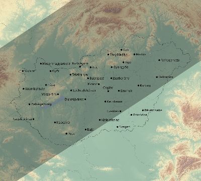Map of the eclipse path across Hungary on 07/13/2075