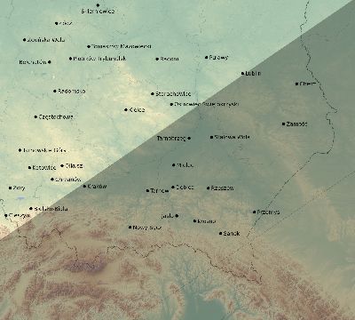 Map of the eclipse path across Poland on 07/13/2075