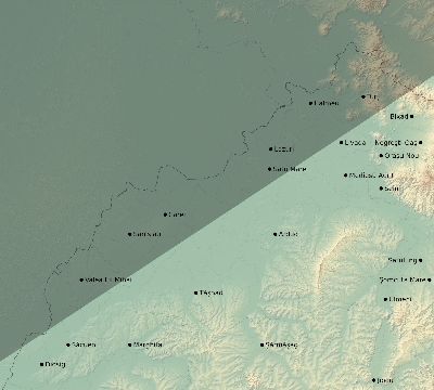 Map of the eclipse path across Romania on 07/13/2075