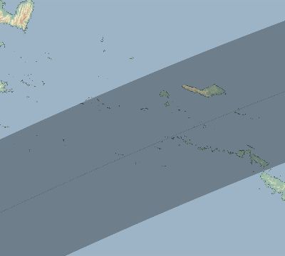 Map of the eclipse path across Papua New Guinea on 05/22/2077