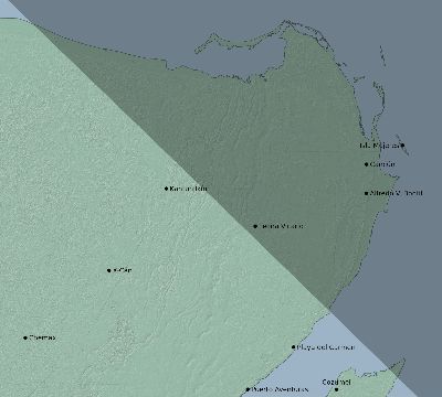 Map of the eclipse path across Mexico on 11/15/2077