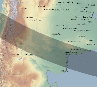 Map of the eclipse path across Argentina on 11/04/2078