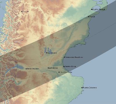 Map of the eclipse path across Argentina on 03/10/2081