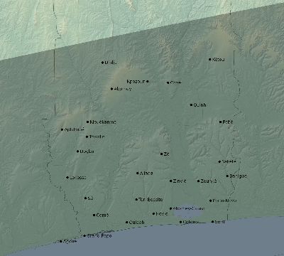 Map of the eclipse path across Benin on 03/10/2081