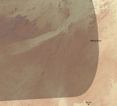 Map of the eclipse path across Central African Republic on 03/10/2081
