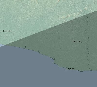 Map of the eclipse path across Liberia on 03/10/2081