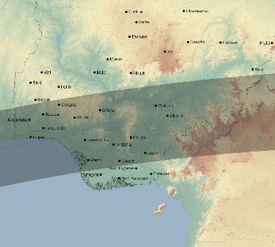 Map of the eclipse path across Nigeria on 03/10/2081