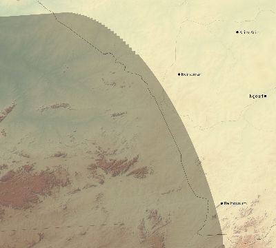 Map of the eclipse path across Chad on 03/10/2081