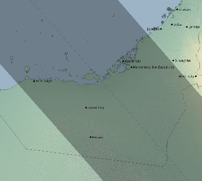 Map of the eclipse path across United Arab Emirates on 09/03/2081