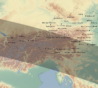 Map of the eclipse path across Austria on 09/03/2081