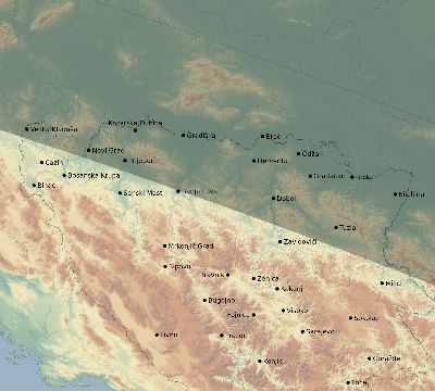 Map of the eclipse path across Bosnia and Herzegovina on 09/03/2081
