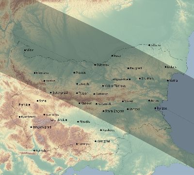 Map of the eclipse path across Bulgaria on 09/03/2081