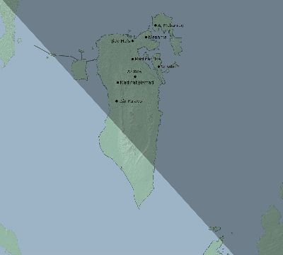Map of the eclipse path across Bahrain on 09/03/2081