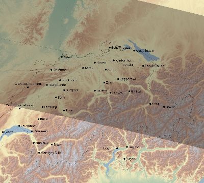 Map of the eclipse path across Switzerland on 09/03/2081