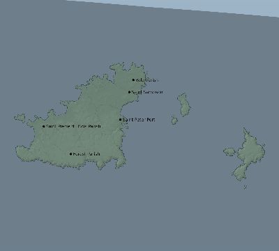 Map of the eclipse path across Guernsey on 09/03/2081