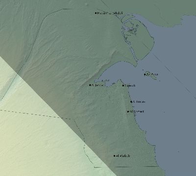 Map of the eclipse path across Kuwait on 09/03/2081
