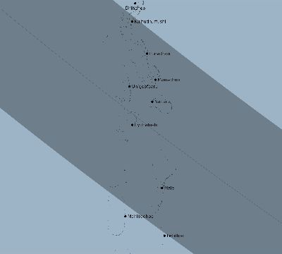 Map of the eclipse path across Maldives on 09/03/2081