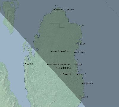 Map of the eclipse path across Qatar on 09/03/2081