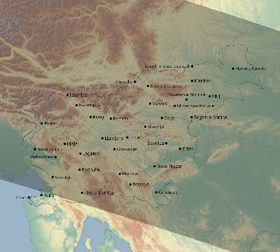Map of the eclipse path across Slovenia on 09/03/2081