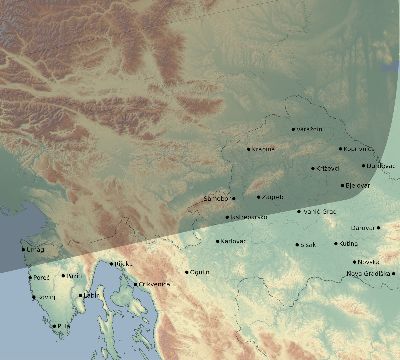 Map of the eclipse path across Croatia on 02/27/2082