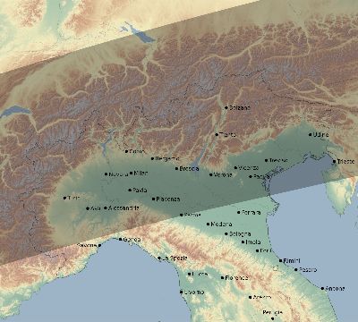 Map of the eclipse path across Italy on 02/27/2082