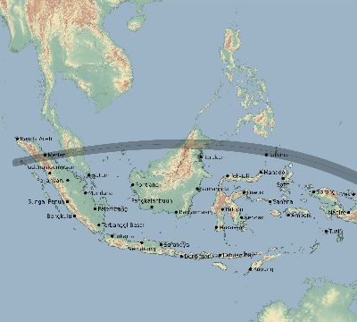 Map of the eclipse path across Indonesia on 08/24/2082