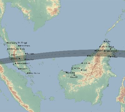 Map of the eclipse path across Malaysia on 08/24/2082