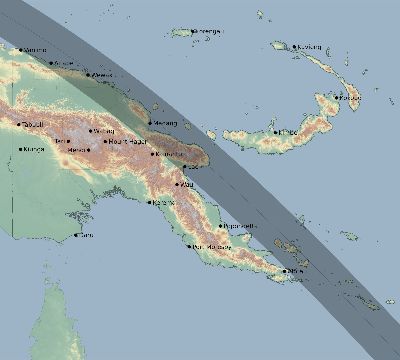 Map of the eclipse path across Papua New Guinea on 08/24/2082