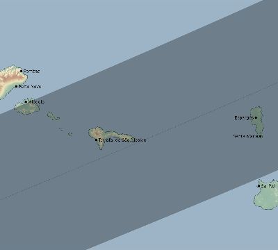Map of the eclipse path across Cape Verde on 04/21/2088