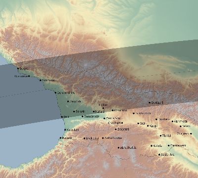 Map of the eclipse path across Georgia on 04/21/2088