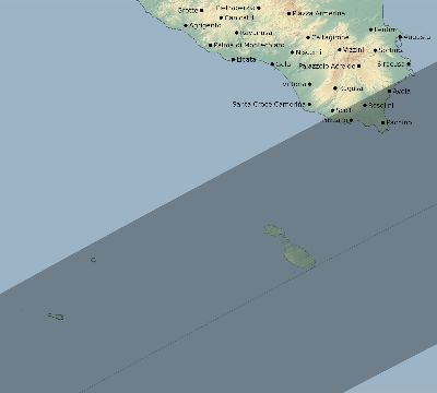 Map of the eclipse path across Italy on 04/21/2088