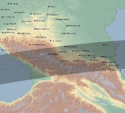 Map of the eclipse path across Russia on 04/21/2088