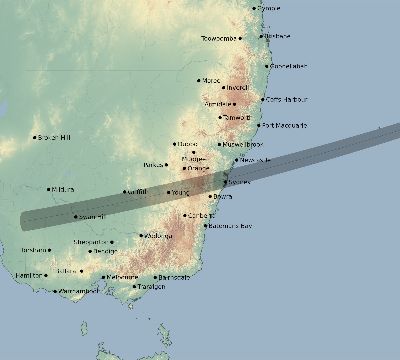 Map of the eclipse path across Australia on 04/10/2089