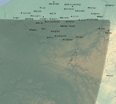 Map of the eclipse path across Belgium on 09/23/2090