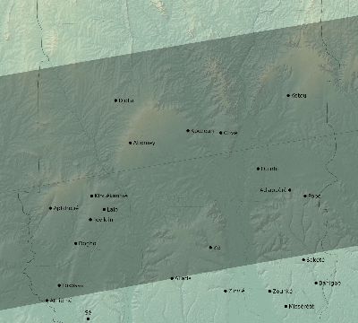 Map of the eclipse path across Benin on 08/03/2092