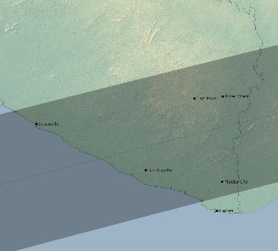 Map of the eclipse path across Liberia on 08/03/2092