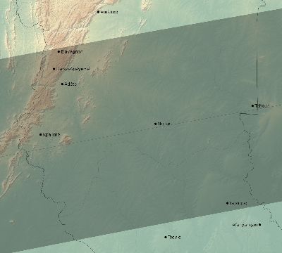 Map of the eclipse path across Togo on 08/03/2092